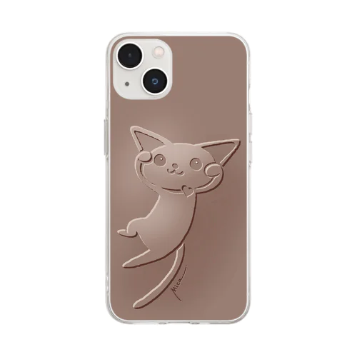 ミルクチョコレート色のLuckyCat Soft Clear Smartphone Case