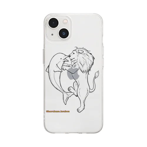 イルカとライオン Soft Clear Smartphone Case