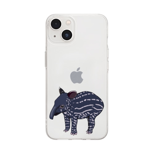 マレーバクの子供(文字無し) Soft Clear Smartphone Case