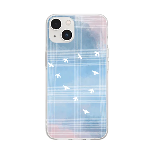 白い鳩が平和を願うよ Soft Clear Smartphone Case