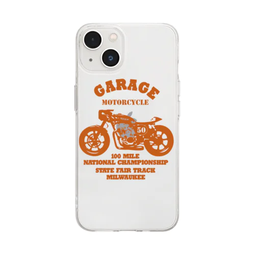 武骨なバイクデザイン orange Soft Clear Smartphone Case
