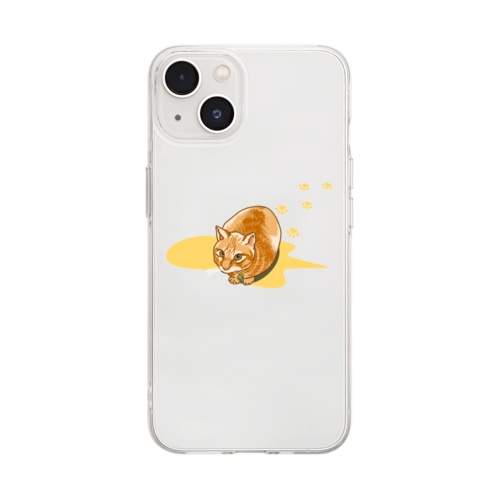 茶トラ猫　黄色 Soft Clear Smartphone Case