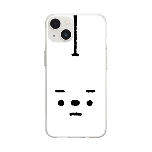 量産うさぎ まゆげ ver.ホワイト Soft Clear Smartphone Case