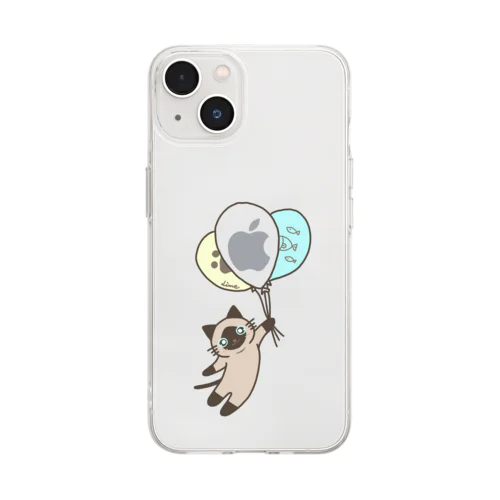 空飛ぶLimeくん(シャム猫)のスマホケース【iPhone13推奨】 Soft Clear Smartphone Case