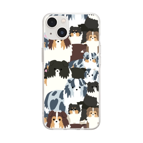 シェルティ親子オールスター Soft Clear Smartphone Case