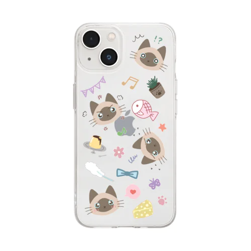 Limeくん(シャム猫)のスマホケースver.2【iPhone13推奨】 Soft Clear Smartphone Case