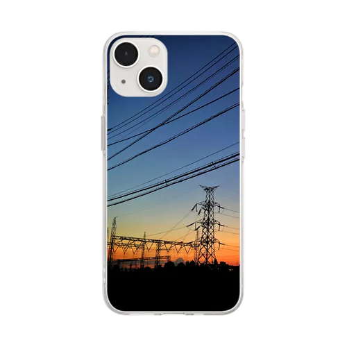 夕暮れ鉄塔 Soft Clear Smartphone Case