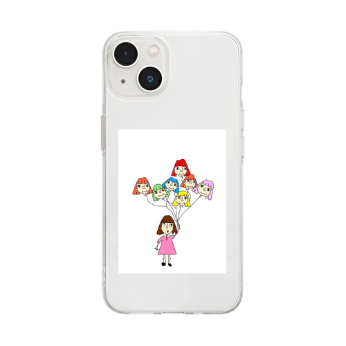 iPhoneケース等の顔風船 Soft Clear Smartphone Case