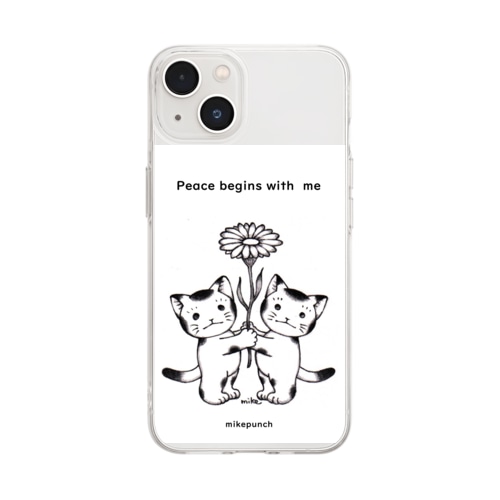 Peace begins with me おにぎりキッズ Soft Clear Smartphone Case