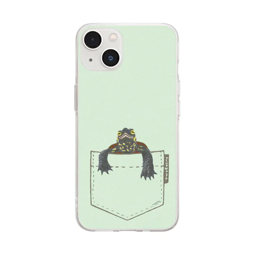 ひょっこり♪クサガメ  草 Soft Clear Smartphone Case