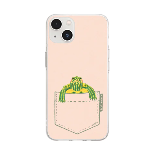 ひょっこり♪アカミミガメ  桃 Soft Clear Smartphone Case