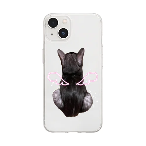 天使のバックショットねこ Soft Clear Smartphone Case