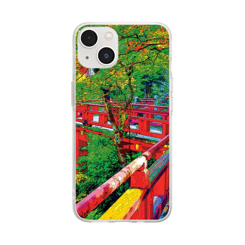 石川 那谷寺の楓月橋 Soft Clear Smartphone Case