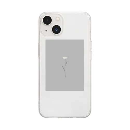 Whiteflower × Greengray Soft Clear Smartphone Case