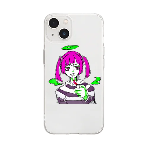 天死ちゃん Soft Clear Smartphone Case