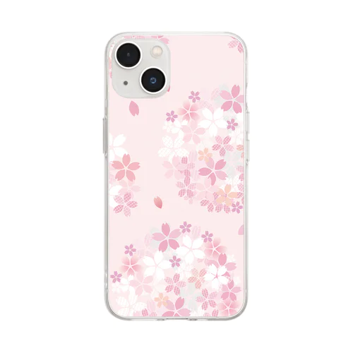 桜手毬-さくらてまりiPhoneケース Soft Clear Smartphone Case