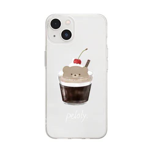 くまさんコーヒーゼリー（ロゴ入り） Soft Clear Smartphone Case