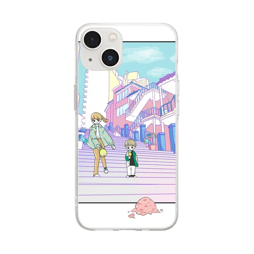 アイスおっこちた Soft Clear Smartphone Case