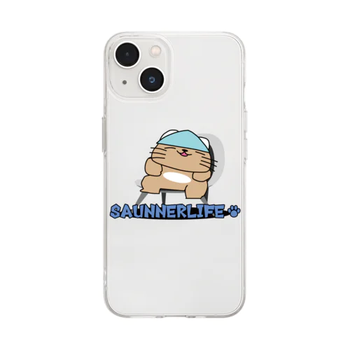 さうにゃにゃん 外気浴 Ver. Soft Clear Smartphone Case