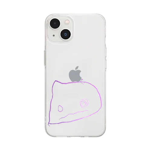 こどもの絵　おばけねこちゃんのかばん Soft Clear Smartphone Case