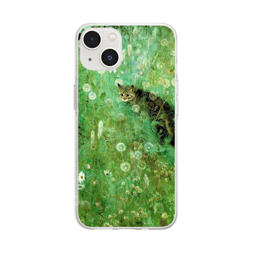 夏の草原の猫 Bruno Liljefors Soft Clear Smartphone Case