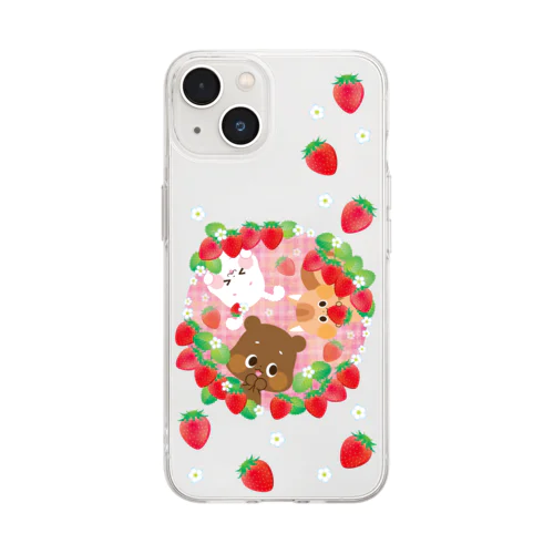 イチゴがいっぱい Soft Clear Smartphone Case