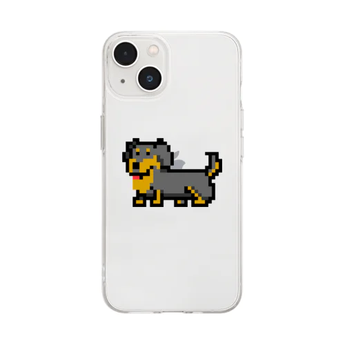 ドット絵犬（ミニチュアダックス） Soft Clear Smartphone Case