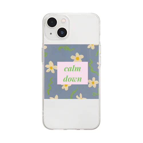 calm downしようねグッズ Soft Clear Smartphone Case