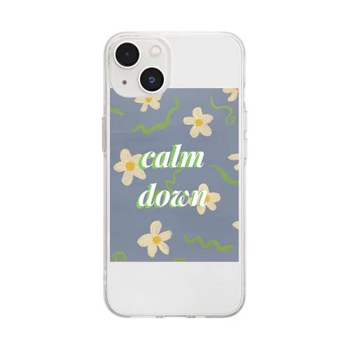 calm down しようねグッズパターン2 Soft Clear Smartphone Case