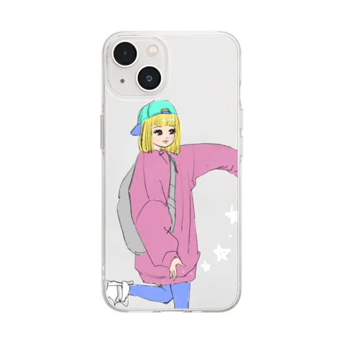 帽子とスニーカー Soft Clear Smartphone Case