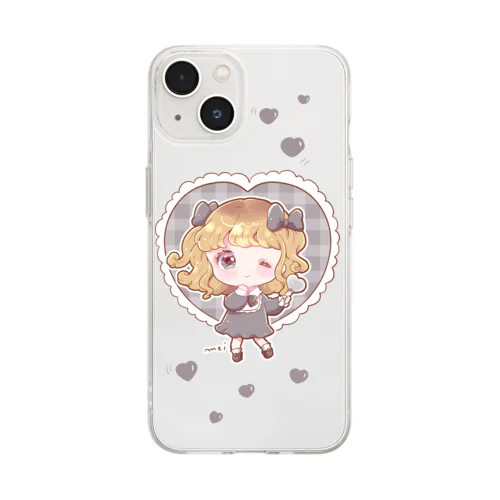 黒推し女の子スマホケース Soft Clear Smartphone Case