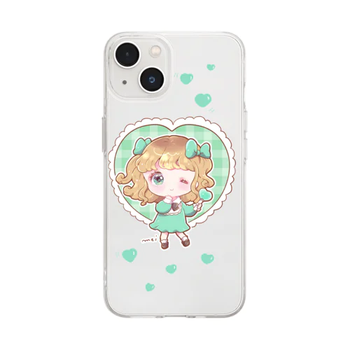 緑推し女の子スマホケース Soft Clear Smartphone Case