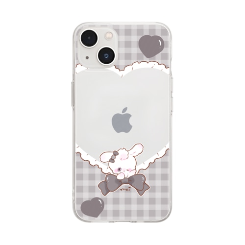 推し活うさぎちゃん黒スマホケース Soft Clear Smartphone Case
