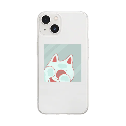 のぞいている犬 Soft Clear Smartphone Case