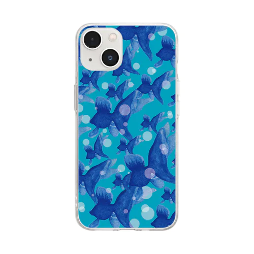 金魚群-Blue- Soft Clear Smartphone Case