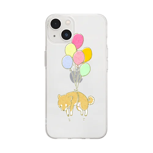 風船柴犬（赤柴） Soft Clear Smartphone Case