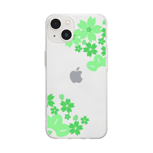 桜松R（緑） Soft Clear Smartphone Case