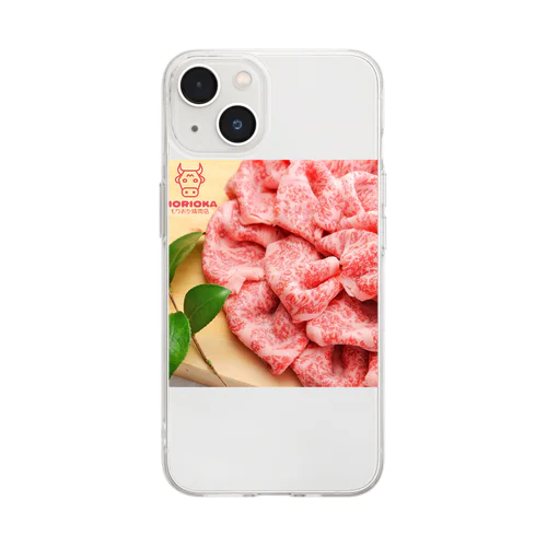 もりおか精肉店のロゴ（赤） Soft Clear Smartphone Case