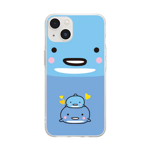 親子イルカ Soft Clear Smartphone Case