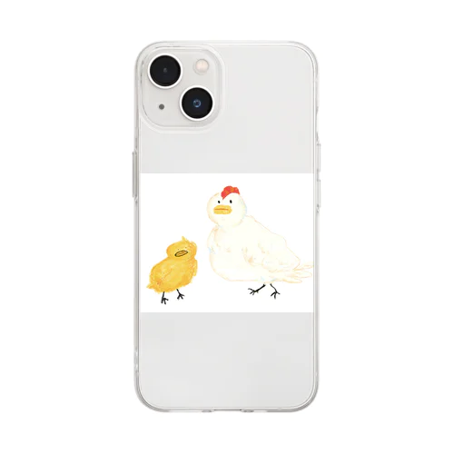 ほさほさ　おやこさん Soft Clear Smartphone Case