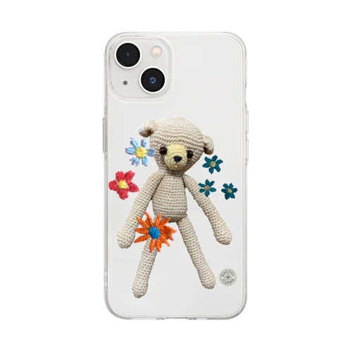 花とクマちゃん(ソーイングシリーズ) Soft Clear Smartphone Case