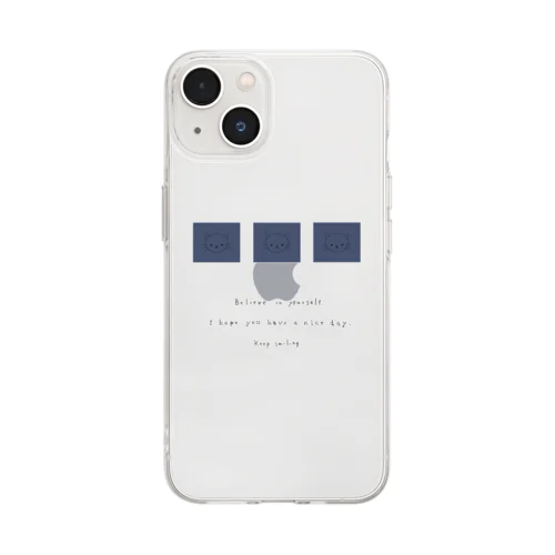 blue three neko Soft Clear Smartphone Case