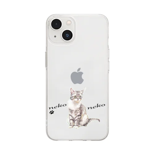 パステル💗ねこねこ　マーブルちゃん Soft Clear Smartphone Case