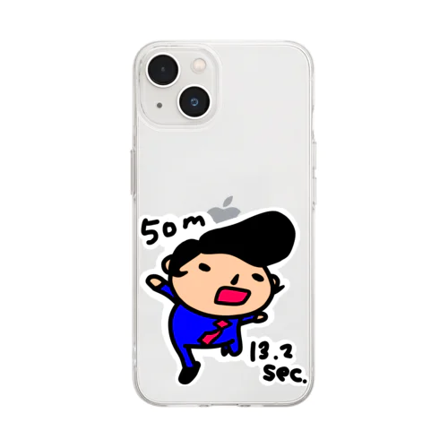 50m走は13.2秒です。 Soft Clear Smartphone Case