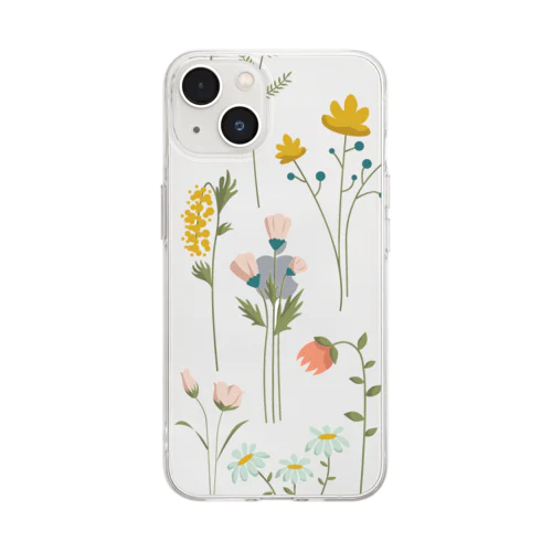 花柄4 Soft Clear Smartphone Case