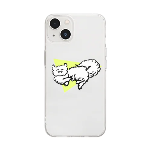 寝てる猫ちゃん　イエロー Soft Clear Smartphone Case