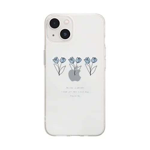  paint grayblue* line logo M message Soft Clear Smartphone Case