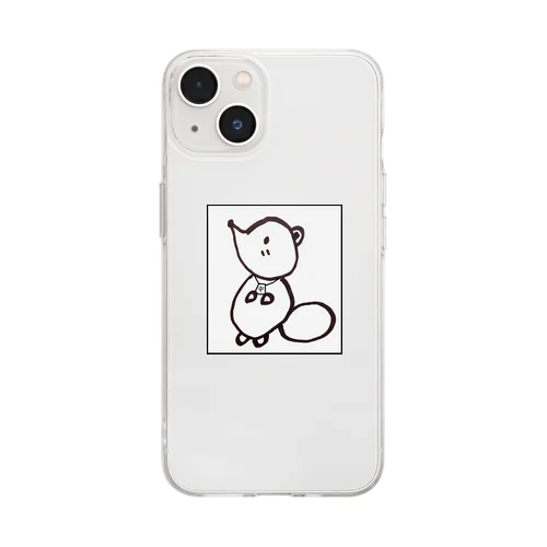 白狸のポンくん(枠入り) Soft Clear Smartphone Case