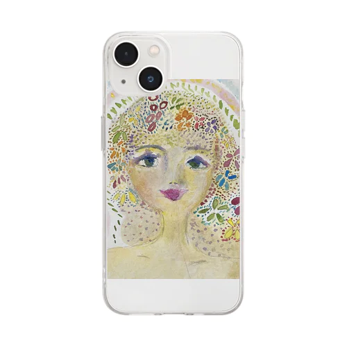 水彩画　女の子シリーズ Soft Clear Smartphone Case