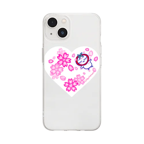 のんびりイチゴちゃんマン・桜バージョン Soft Clear Smartphone Case